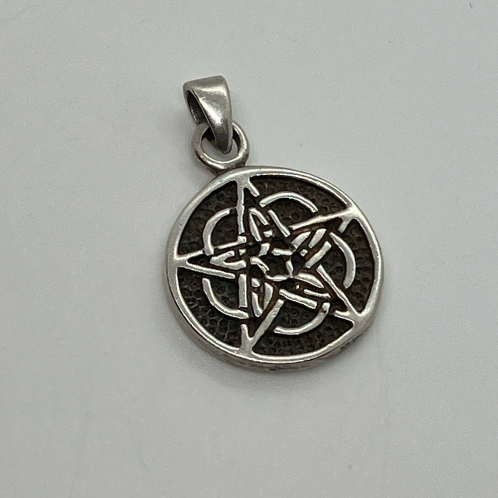 Vtg 925 Sterling Silver Wiccan Pagan Pentacle Necklace Pendant